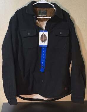 Jachs New York Men's Wool Blend Sherpa Lined Shirt Jacket Black Size L